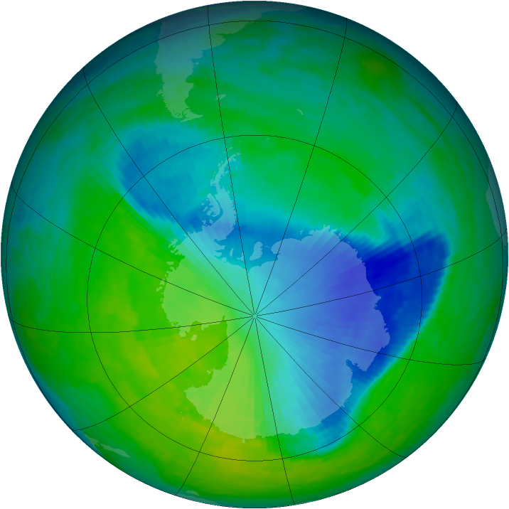 Antarctic ozone map for 27 November 1993